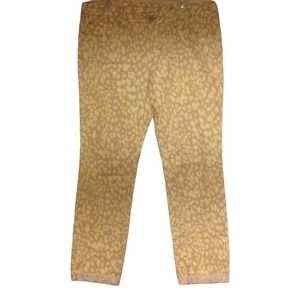 NEW Ann Taylor LOFT Yellow Tan Animal Print Straight Leg Cuffed Cropped Jeans 6P
